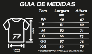 tabela de medidas camiseta peaki
